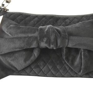 Juicy Couture Bow Shoulder Bag Black Velvet Gold Chain NWT Mini Pouch Y2K